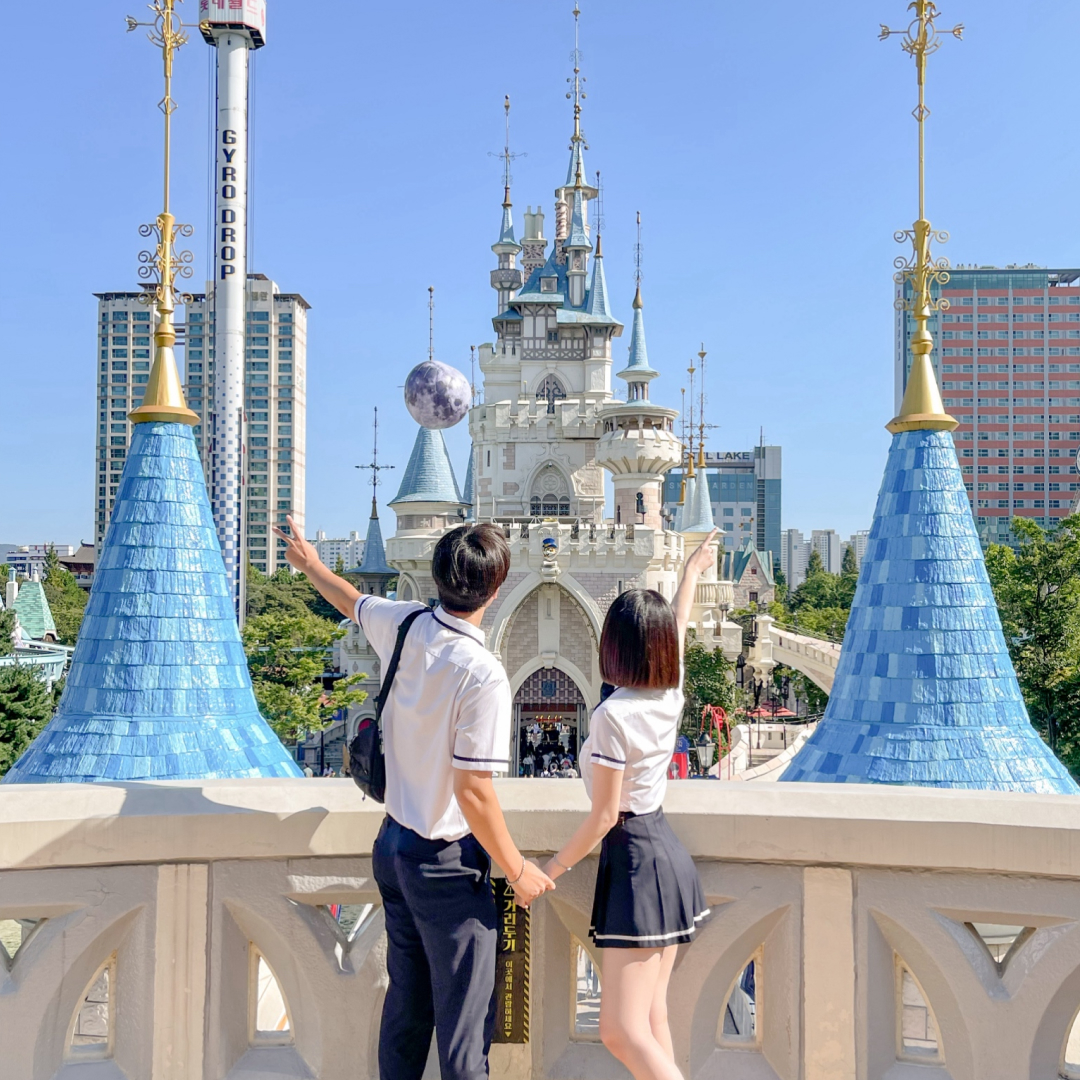 Lotte World 1 Day Ticket & School Uniform Experience Package (Two per person)